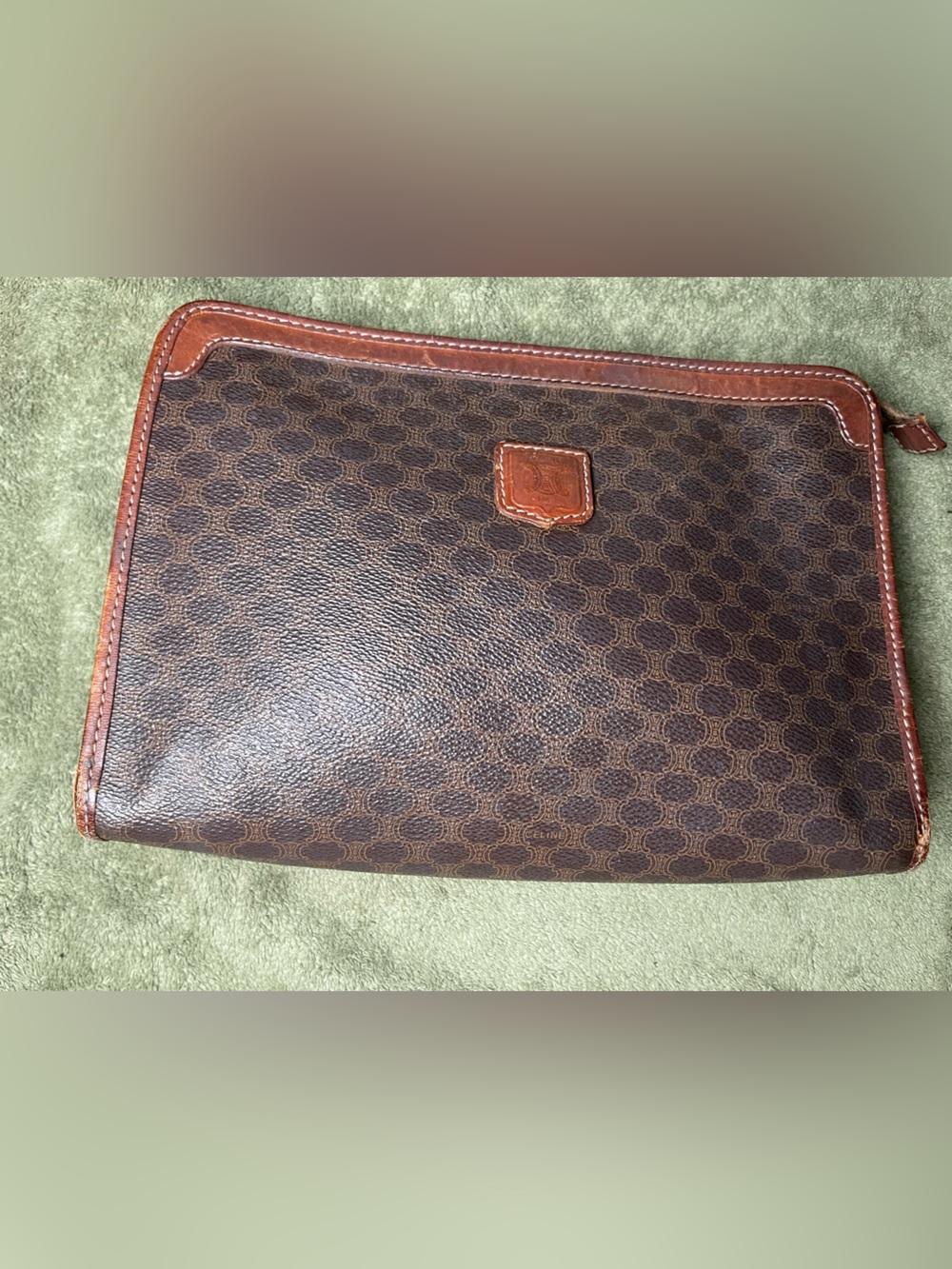 Celine Brown and Cognac Zip Clutch